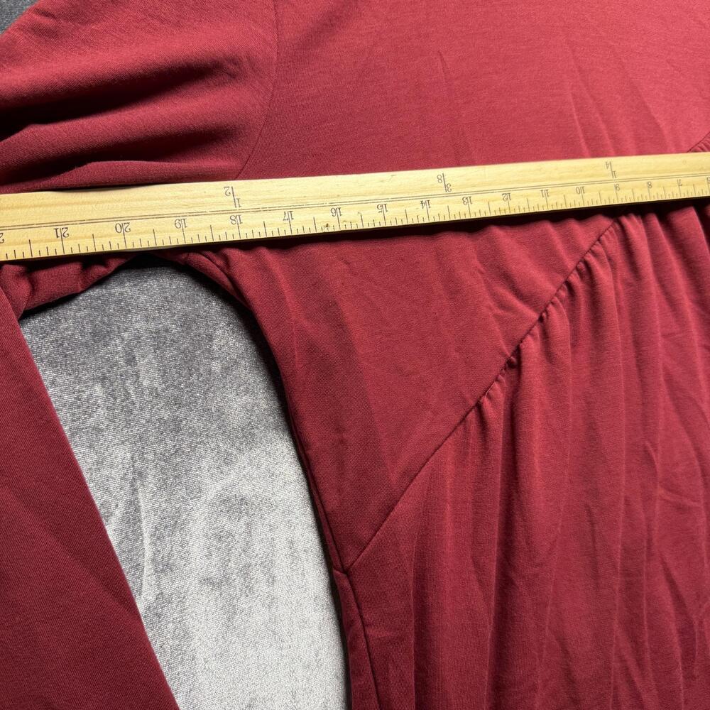PRETTYGARDEN T-Shirt Dress Womens S Red Relaxed Stretch Jersey Long Sleeve - Picture 3 of 8